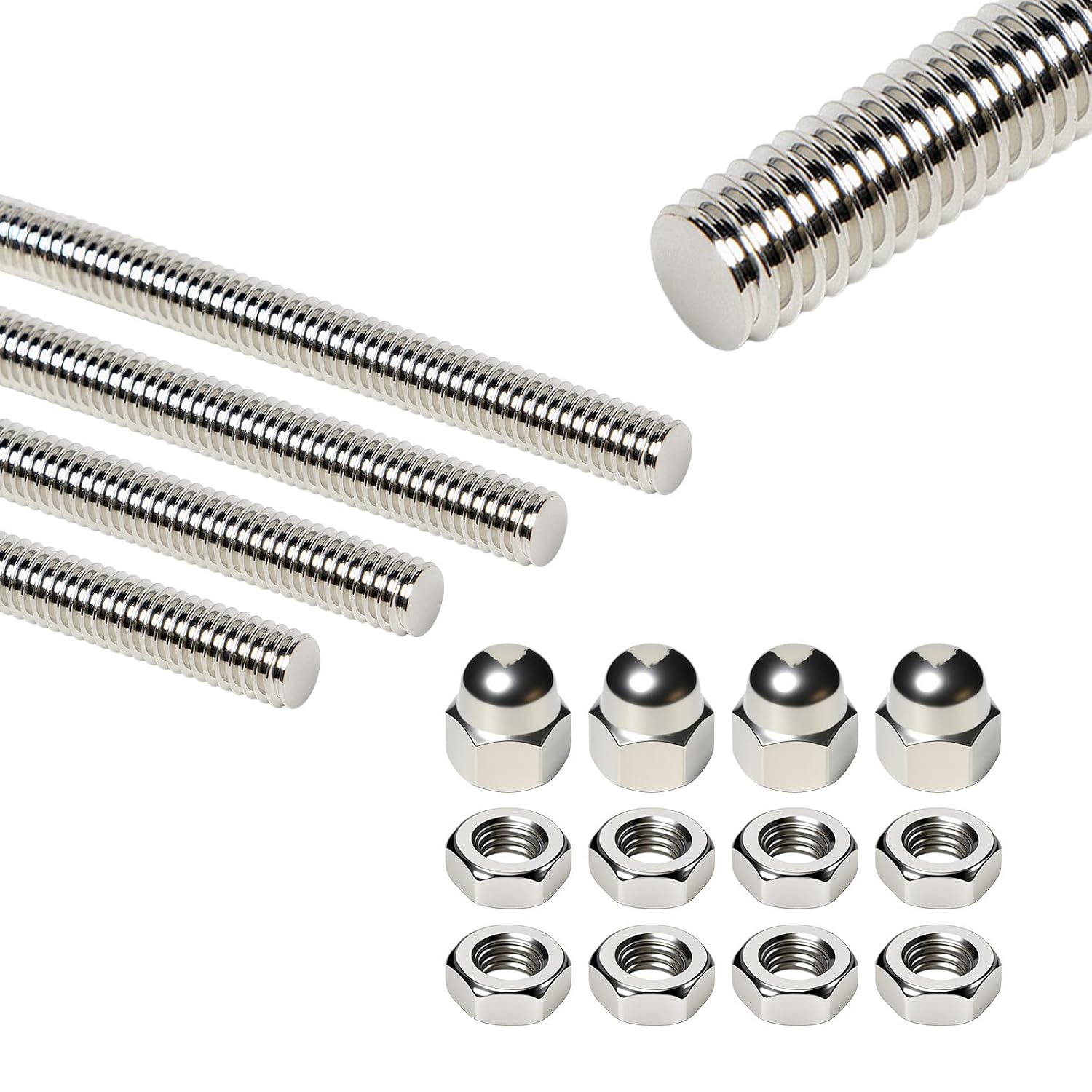 4Pcs M3 X 400mm Fully Threaded Rods 304 Stainless Steel