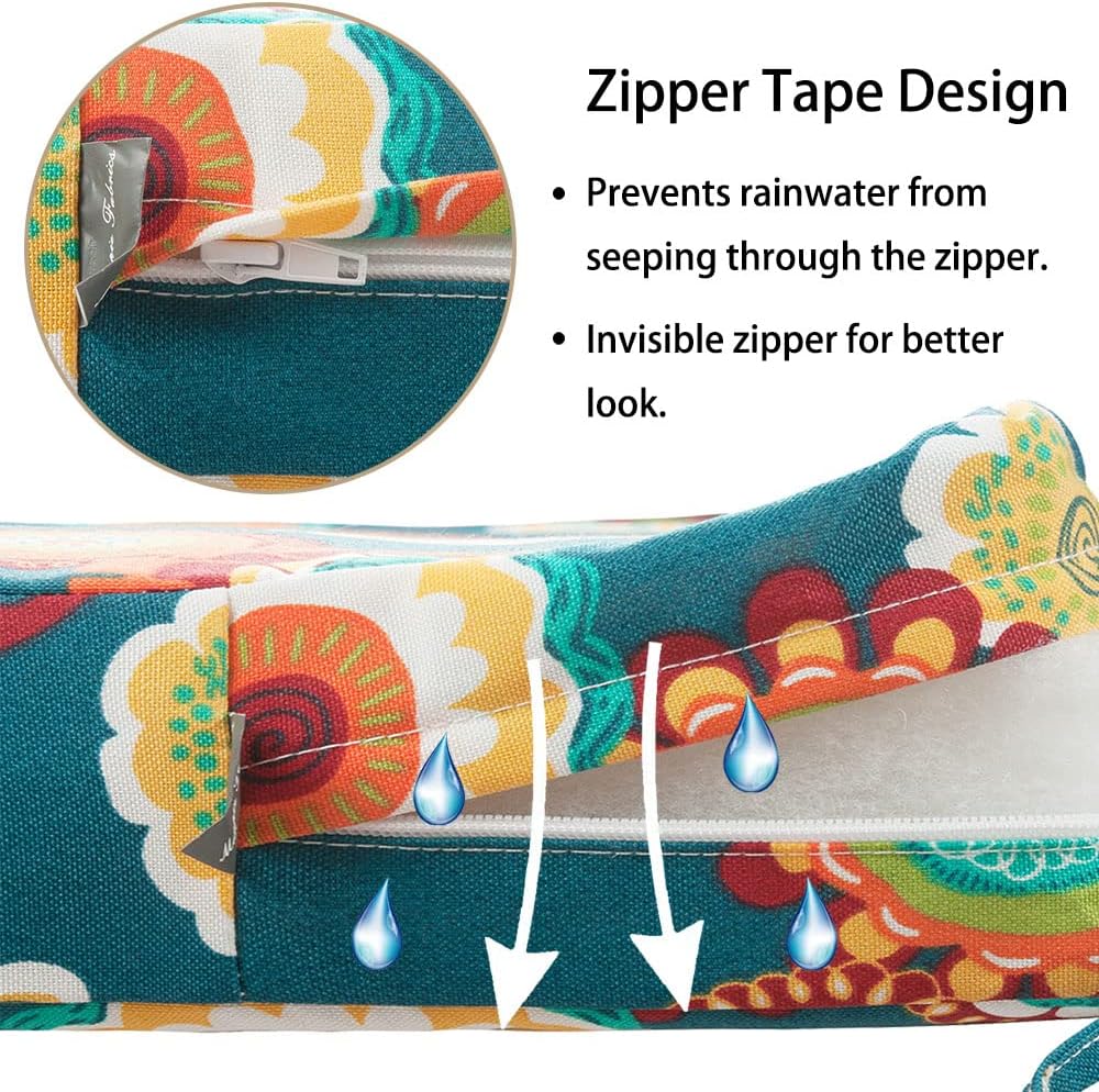 Magpie Fabrics Patio Bench Cushion Cover 42x18x3 Inch, NO Insert! Water Resistant Outdoor Loveseat Replacement Cover with Zipper (Floral Green)