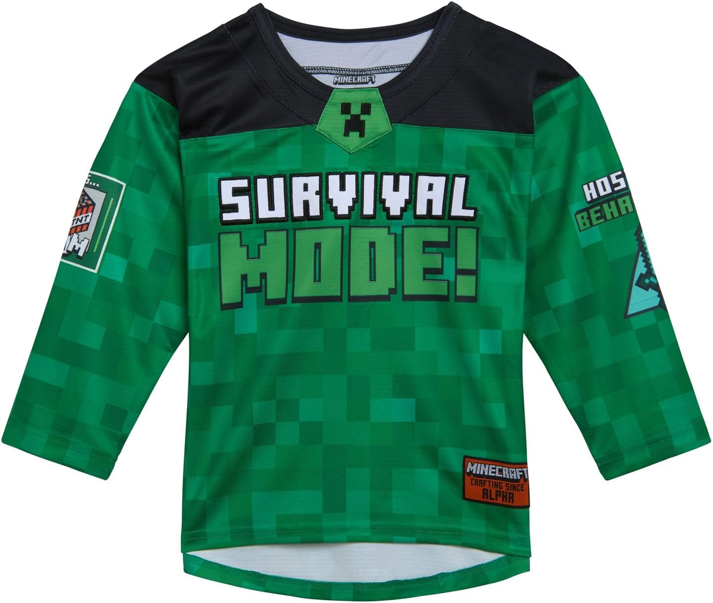 Minecraft Mesh Hockey Jersey Long Sleeve T-Shirt Little Kid to Big Sizes (4-18-20)