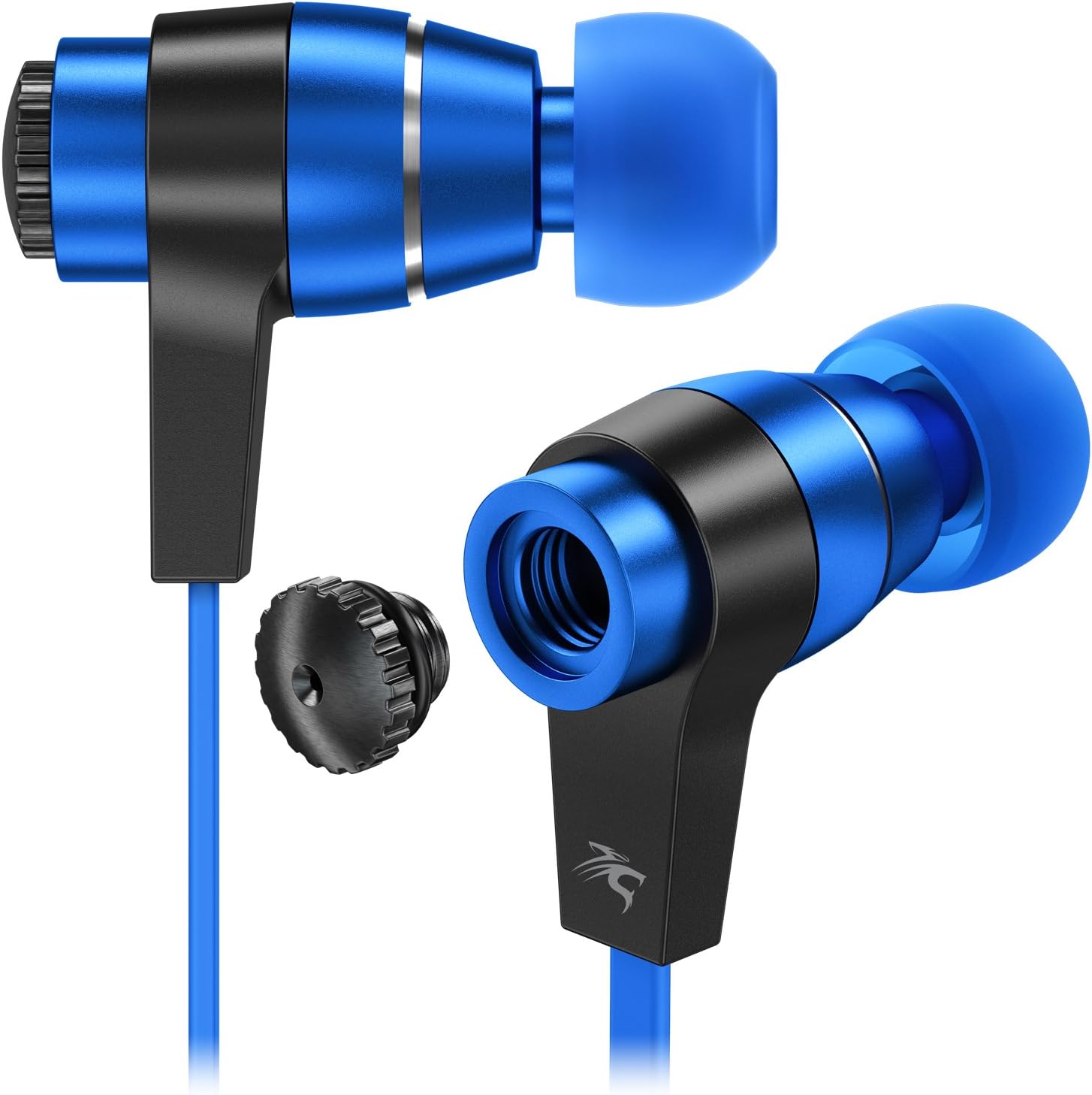 Sentey Black/Blue Earbuds Earphones in Ear Headphones Headset Metal Audiophile for Music Running Travel Carrying Case Included Tangle Free Cable Oryon LS-4217 Inline Control Microphone Kids Men Girls