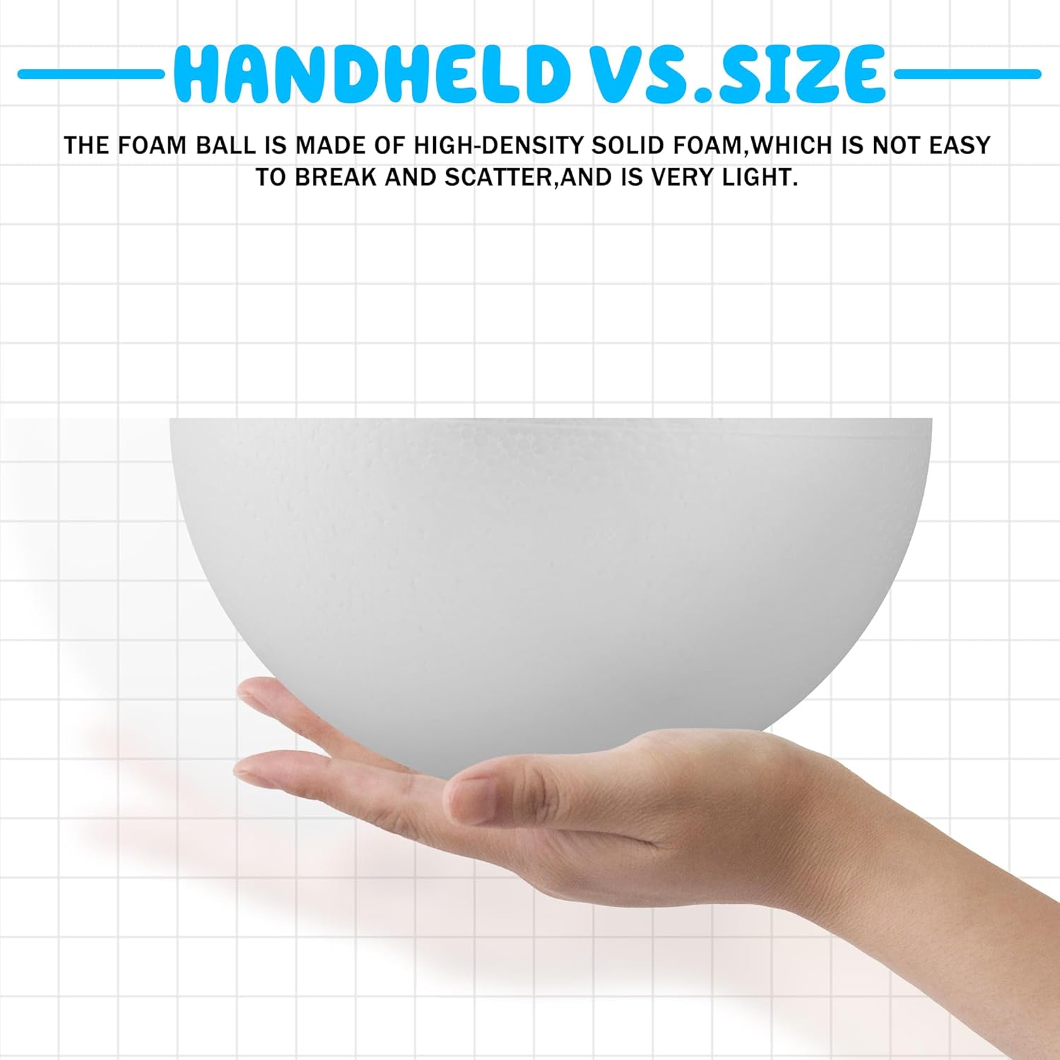 LuckyFoam Styrofoam Half Balls 8 Inch,2PC Large White Foam Half Sphere for Crafts, DIY Craft Giant Foam Balls for Home and School,Smooth Solid Round Balls