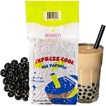 Bossen Express Cook Tapioca Pearls for Bubble Tea, Quick Cook Boba Pearls, Soft & Chewy Texture, Milk Tea Topping, 6.6 lb 3 kg