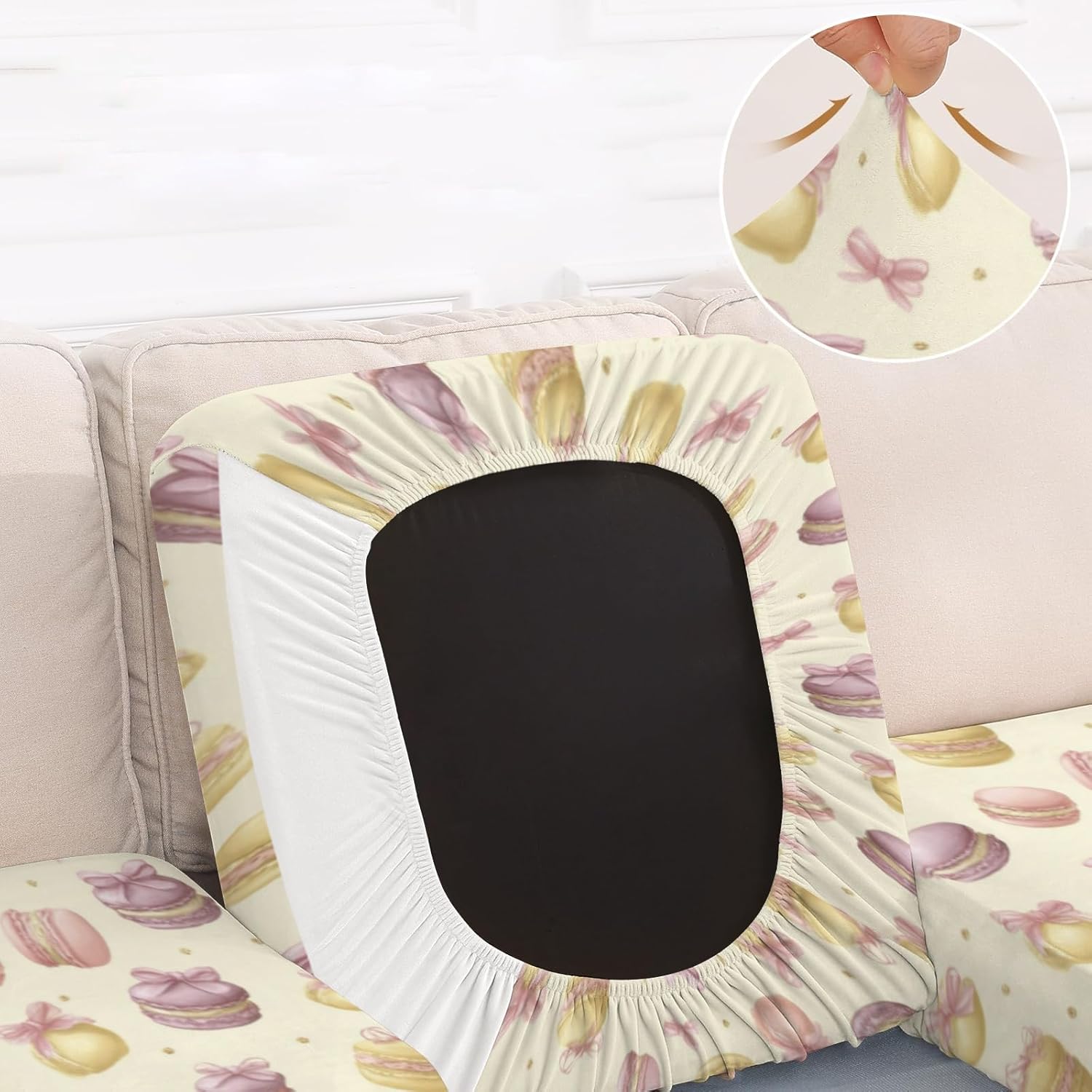 Sweet Macaron Art Cake Loveseat Covers Couch Covers for 2 Cushion Couch, 2-Piece Stretch Sofa Slipcovers Anti-Slip Washable Furniture Protectors for Dogs Pets