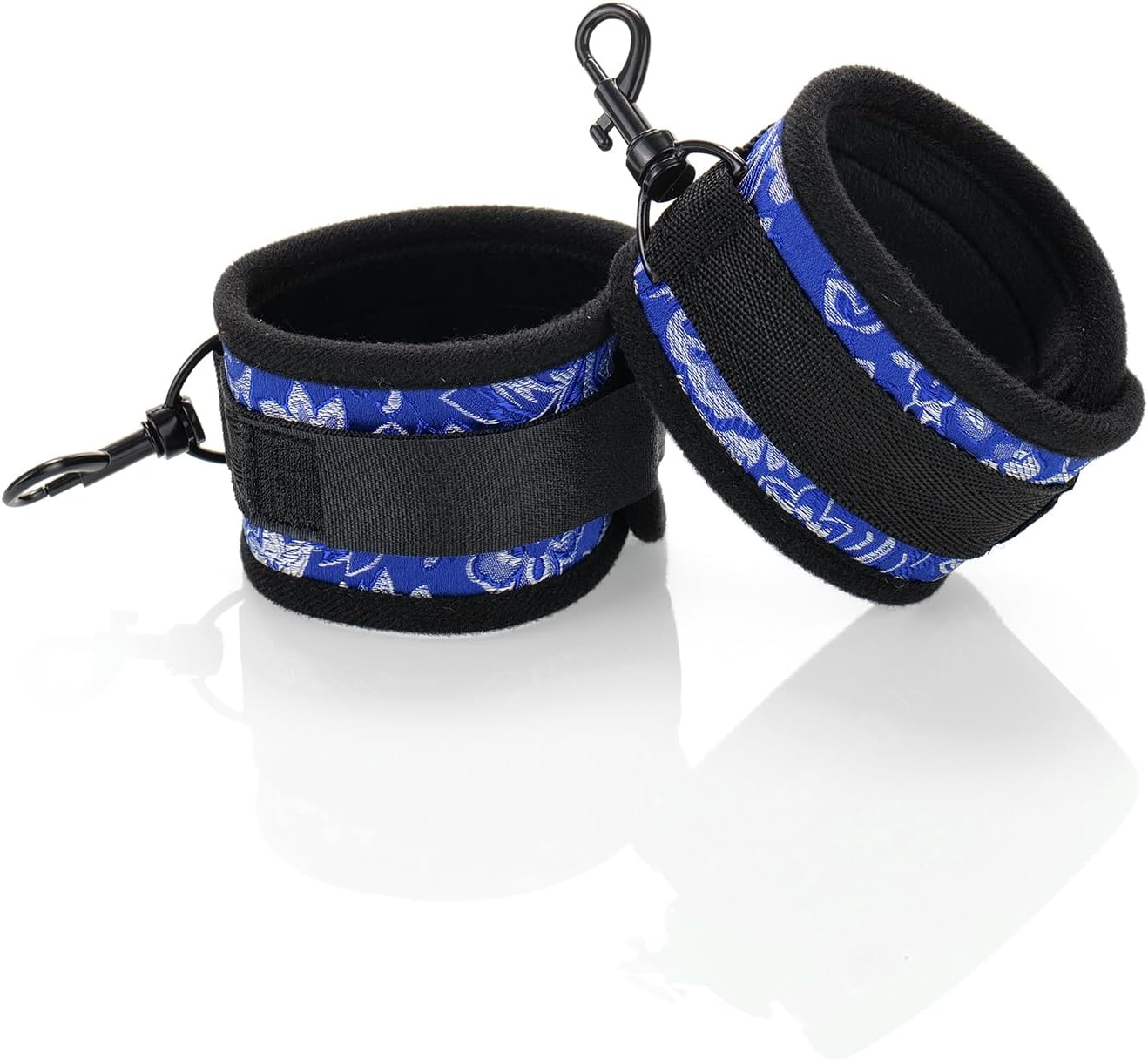 Stainless Steel Blue Lace Spreader Bar with 2pcs PU Furry Detachable Adjustable Straps,Workout Bar for Home Indoor Gym Training Kit