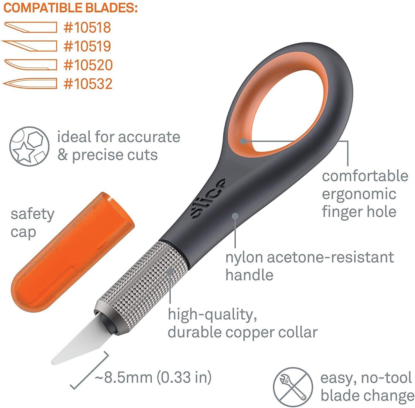 Gеt Chеар Prісе Slice 10580-CS Precision Finger Knife, Unique Finger Handle, Precision & Detail Cuts, Finger Friendly Ceramic Blade, Lasts 11x Long as Stainless Steel, 12 Pack
