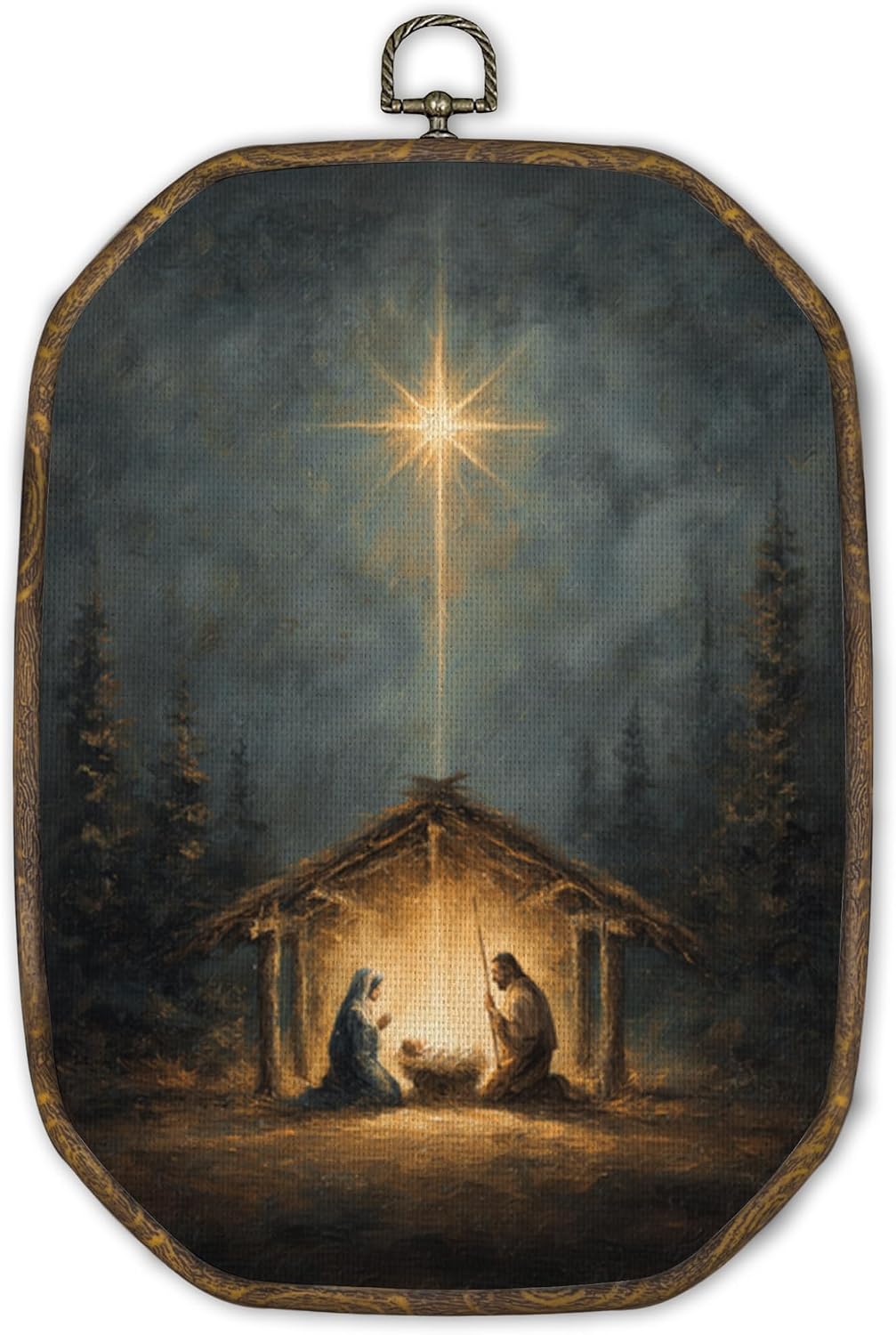 TOUZISOU Christmas Nativity Scene Christian Octagonal Wall Art Decor 7x10