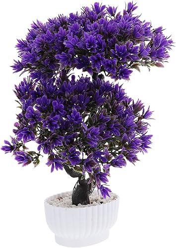 DOITOOL Árbol de bonsái artificial pequeño en maceta, plantas de casa falsas en maceta, bonsái sintético para decoración de interiores, oficina,