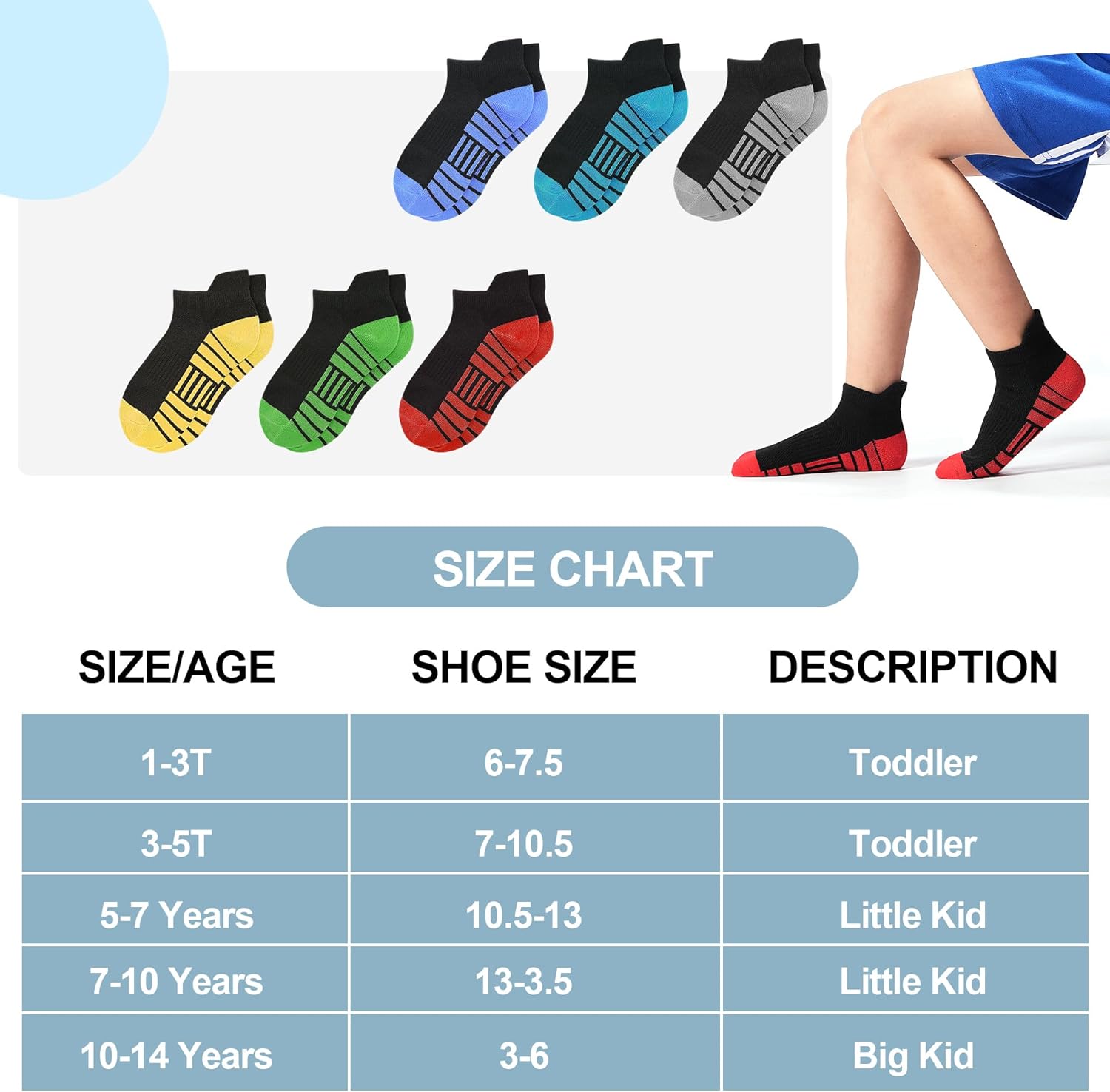 12 Pairs Kids Socks Boys Sock Athletic Ankle Low Cut Cotton Socks for Boys Girls Toddler 1-14 Years - Image 8