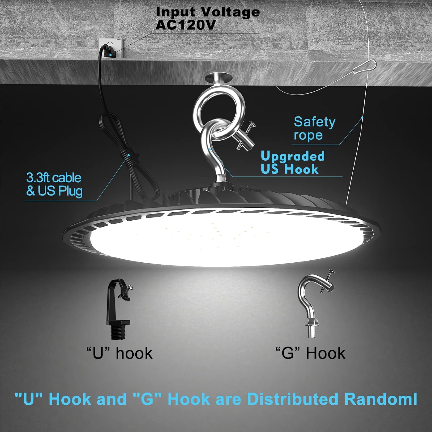 Lightdot 200W 28000lm (Eqv.800W MH/HPS) UFO High Bay Lighting, 5000K Daylight ETL UFO Lights with US Plug High Bay LED Light Energy Saving Upto 1460KW*6/Y(5Hrs/Day)-6Pack