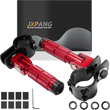 M8 Motorcycle Folding Rearsets Foldable Motorbike Footrest Bicycle Footpegs Foot Pegs Pedal, Passenger Pedal Universal For Electric Car Motorbike Mini Bike Dirt Pit Red, Type A