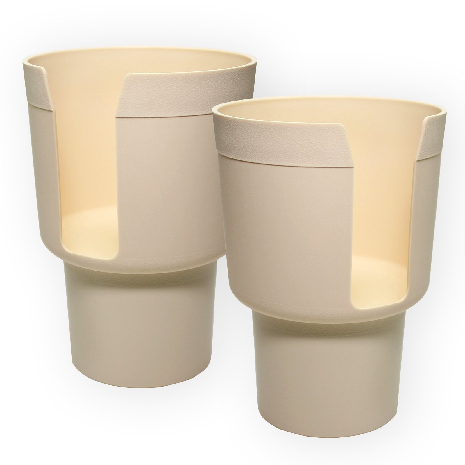 Gadjit Cup Keeper Adapter (2 Pack) Expands Car Cup Holder to Hold Mugs, Convenience Store Cups, Water + Soda Bottles with Bases up to 3.25" and up to 8-10" Tall (Tan)