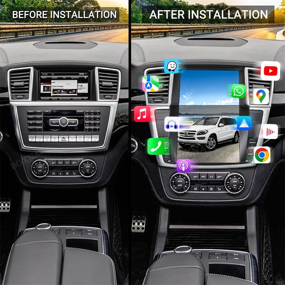 12.3 Inch Android Car Radio Upgrade for Mercedes-Benz ML GL W164 X164 2012-2015 HD Screen Car Video Player Touch Screen GPS Navigation Multimedia Play with Carplay