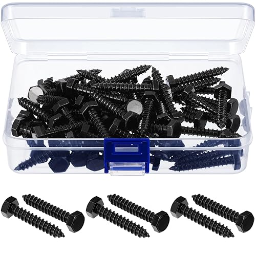 Blulu 60 tornillos de retraso de acero inoxidable 304 para tornillos de cabeza hexagonal de madera, tornillos de cabeza hexagonal de acabado liso