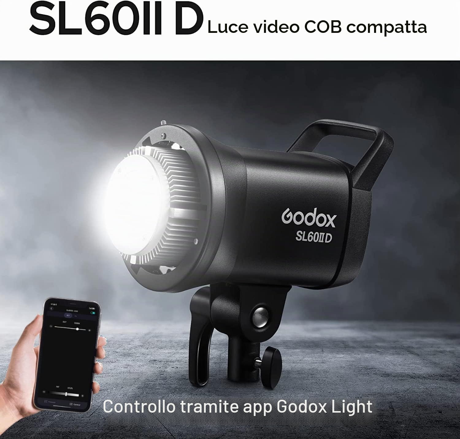 Godox SL60IID Luce video LED,70W 5600K CRI 96 TLCI 97 LED Studio Light with Bowens Stand,8 FX Effetto di Luce Illuminazione di Uscita Continua per Fotografia,Registrazione video (Luce bianca)