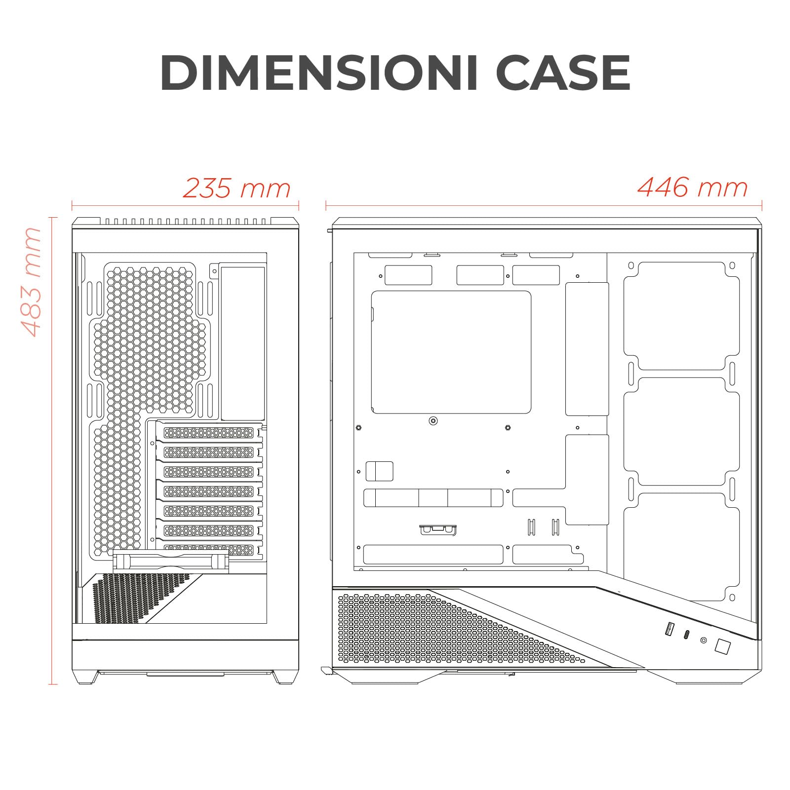 Noua Cool G5 - Caja ATX para PC Gaming, 0,60 mm, SPCC, 4 ventiladores Dual Halo RGB, 5 V, 3 pines, ADD, RGB, vidrio templado, 3 puertos USB 3.0/2.0, paneles laterales de cristal templado