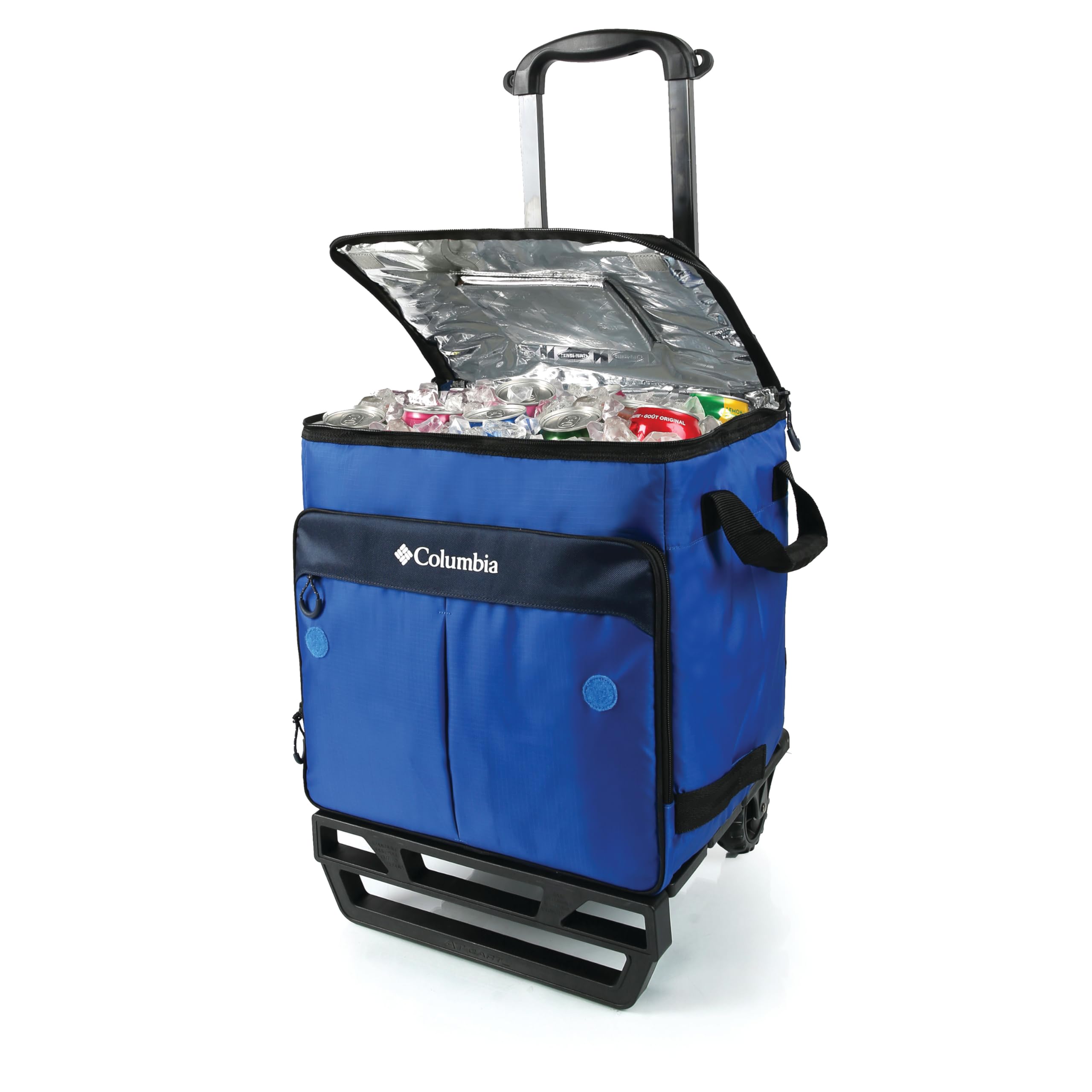 Columbia Crater Peak Wheeled Cooler - 50 Can Rolling Cooler - Blue Collapsible Cooler with Super Foam Insulation and Foldable All-Terrain Cart with Wheels product thumbnail 3