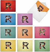 Vista 9 de The Best Card Company - 10 cartas iniciales "D" surtidas en blanco hermosas flores personales estacionarias 4 x 5.12 pulgadas, paquete variado a