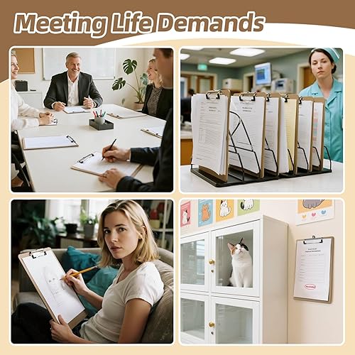 Miniatura 6 de HappyHapi Paquete de 10 portapapeles de 8.5 x 11 pulgadas, tamaño carta, tamaño carta, tamaño A4, portapapeles de madera dura para oficina, para