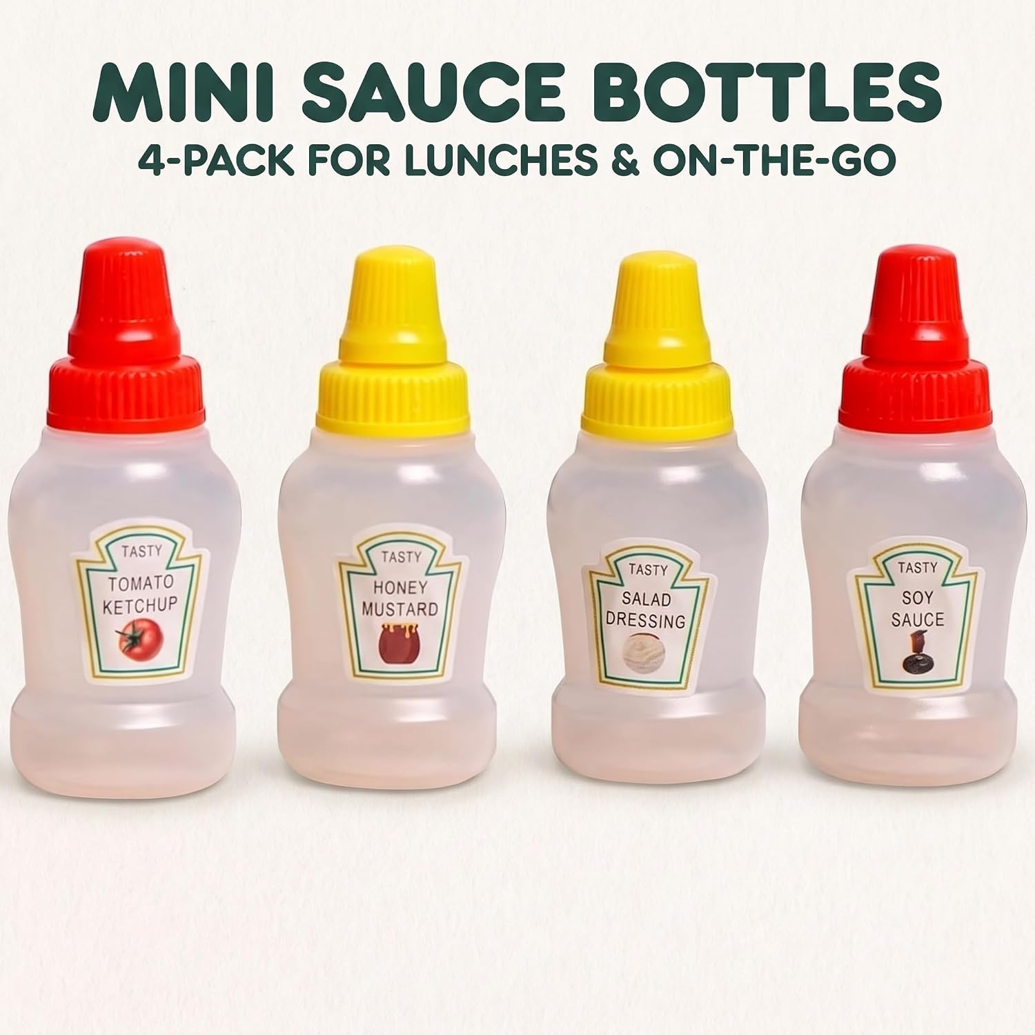 4 Pcs Mini Ketchup Bottles 25ml Mini Condiment Squeeze Bottles for Bento Box Accessories, Portable Honey Sauce Salad Dressing Dispensers Jars Containers for Kids Adults Lunch Box
