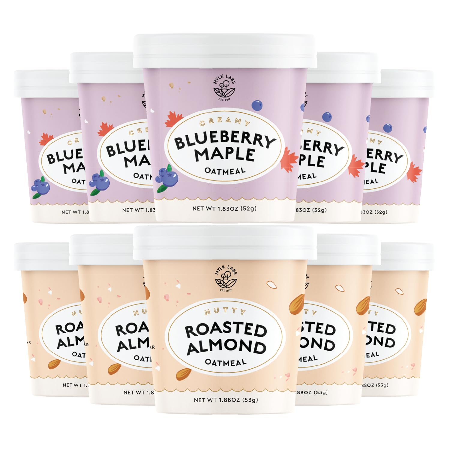 Mylk Labs Protein Oatmeal Cups Variety Pack – Almond, Blueberry Maple - Low Sugar Breakfast with Superfoods – Quick & Easy Instant Oatmeal, Gluten Free (24 Pack)