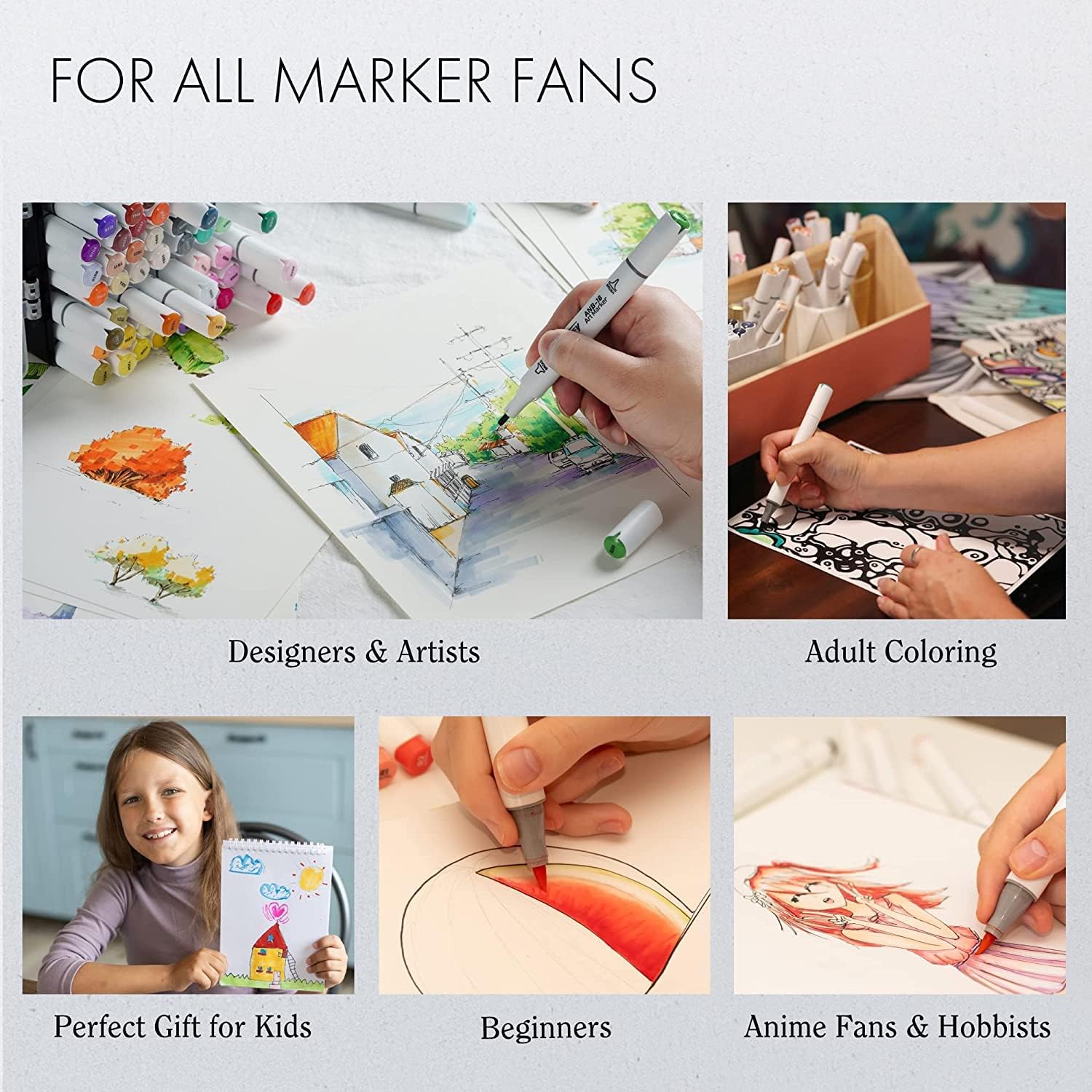 ARTIFY Alcohol Brush Markers, Brush & Chisel Dual Tips Professional Artist Markers, Drawing Marker Set with Carrying Case for Adult Coloring and Drawing Media for Beginner or Experienced Artists - Image 8