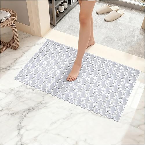 Tapete de baño antideslizante para bañera, bañera, ducha, tapete para bañera, tapete para bañera, tapete de 27 x 16 pulgadas con potentes ventosas,