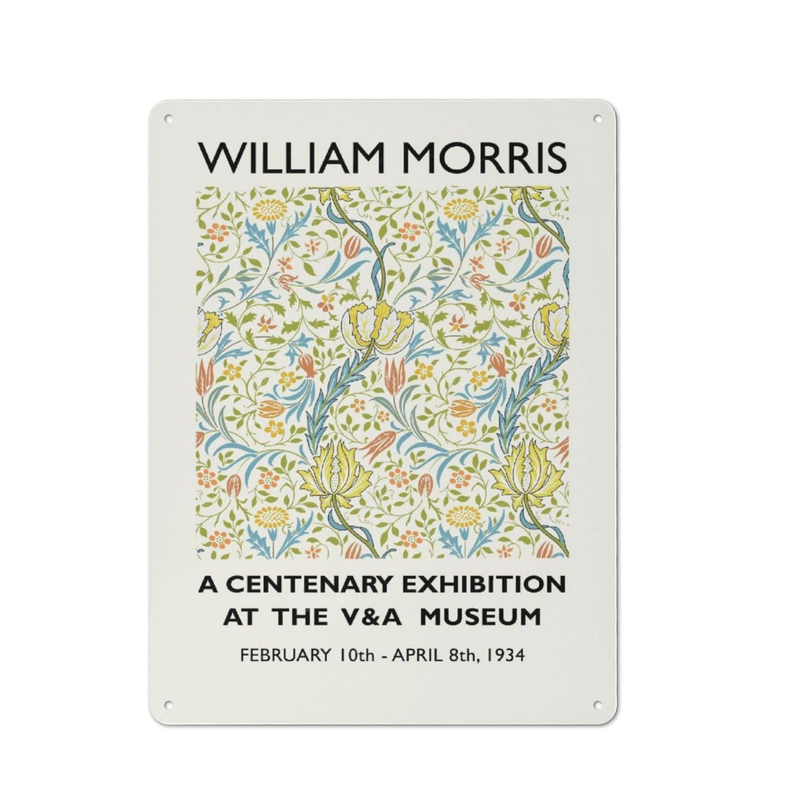 Junmoney Style William Morris Flora Retro Metal Sign 40X30cm For Café Or Restaurant, Gift For Restaurant Decor Fans During The Christmas Season