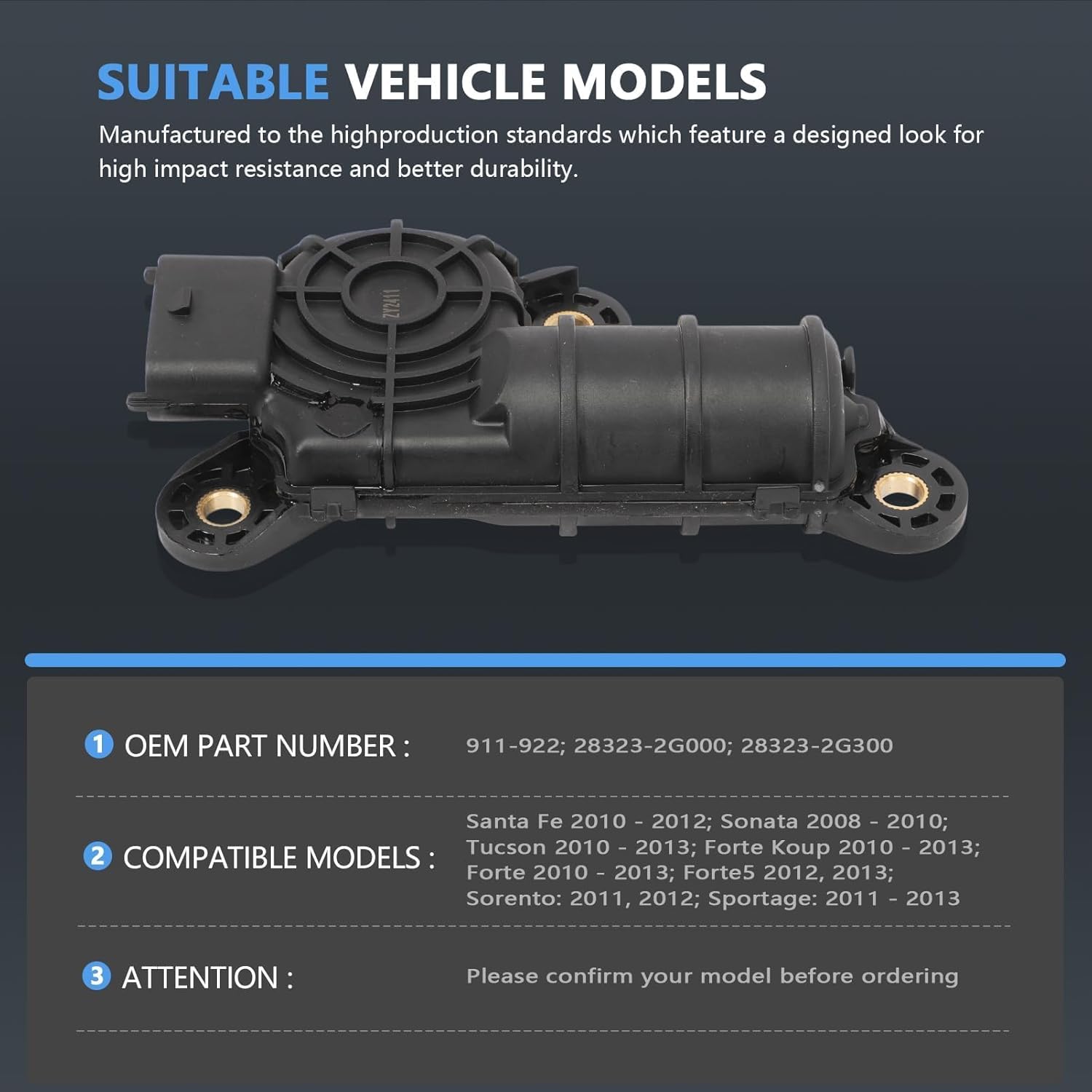 911-922 Intake Manifold Runner Control Motor Valve for Santa Fe 2010-12, Sonata 2008-10, Tucson 2010-13, Forte Koup, Forte 2010-13, Forte5 2012-13, Sorento 2011-12, Sportage 2011-2013 L4 2.4L