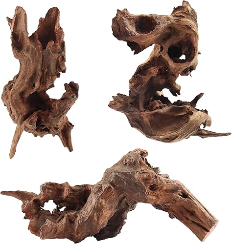 LYPHARD AQUARIUMS Madera flotante para acuario, 3 piezas de 6 a 10 pulgadas de madera natural pequeña deriva pecera de madera variada piezas de
