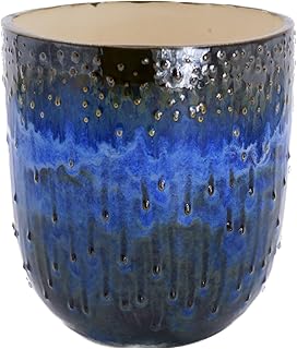 SooK CeraMIX Blue waterfall Planter and Ceramic Pot - 6 inches x 6.7 inc...