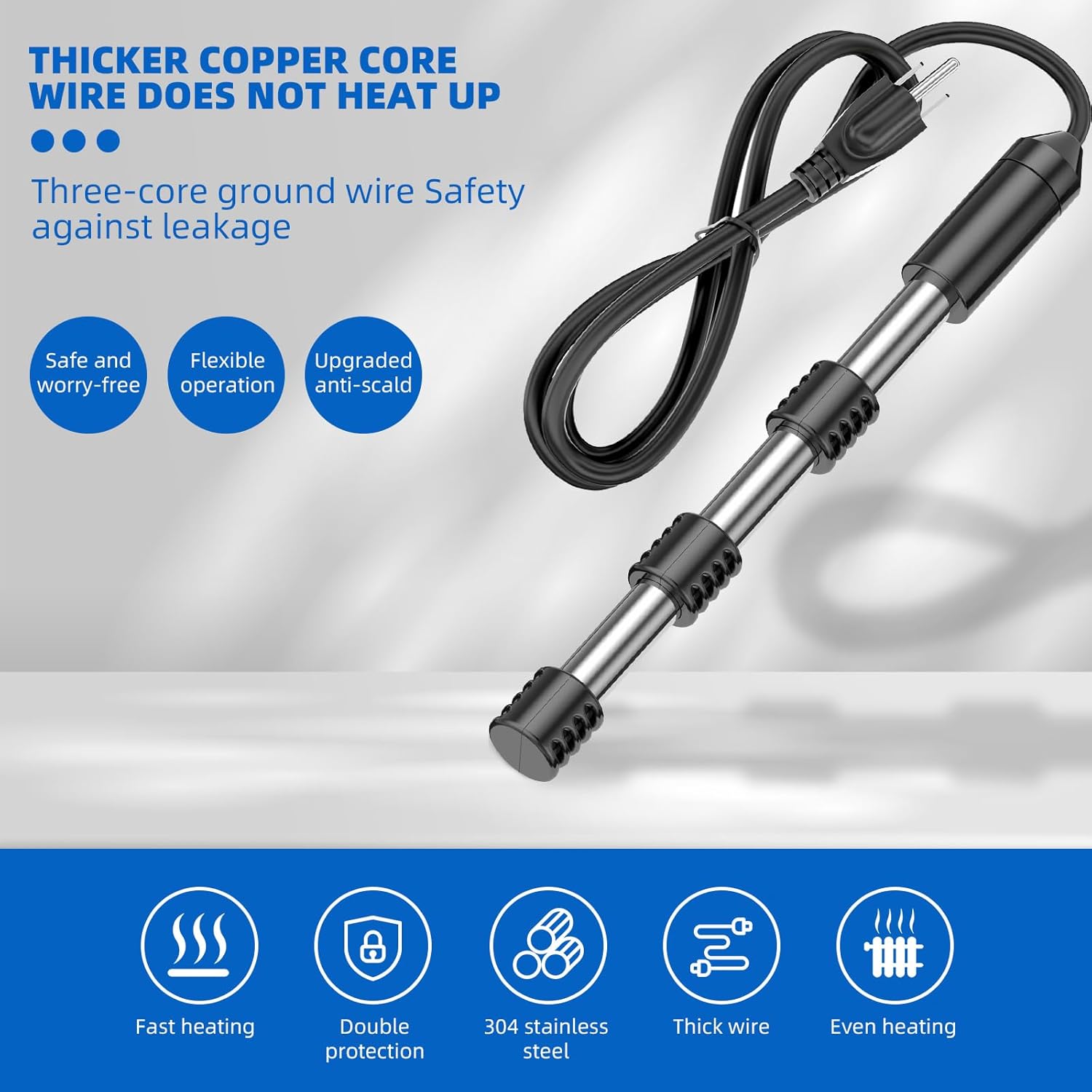 Bucket Fast Heater 2000W, Immersion Water Heater, Submersible High-Speed Water Heater for for Above-Ground Pool. | Timer Function (Auto-Stops When Set Duration Ends)