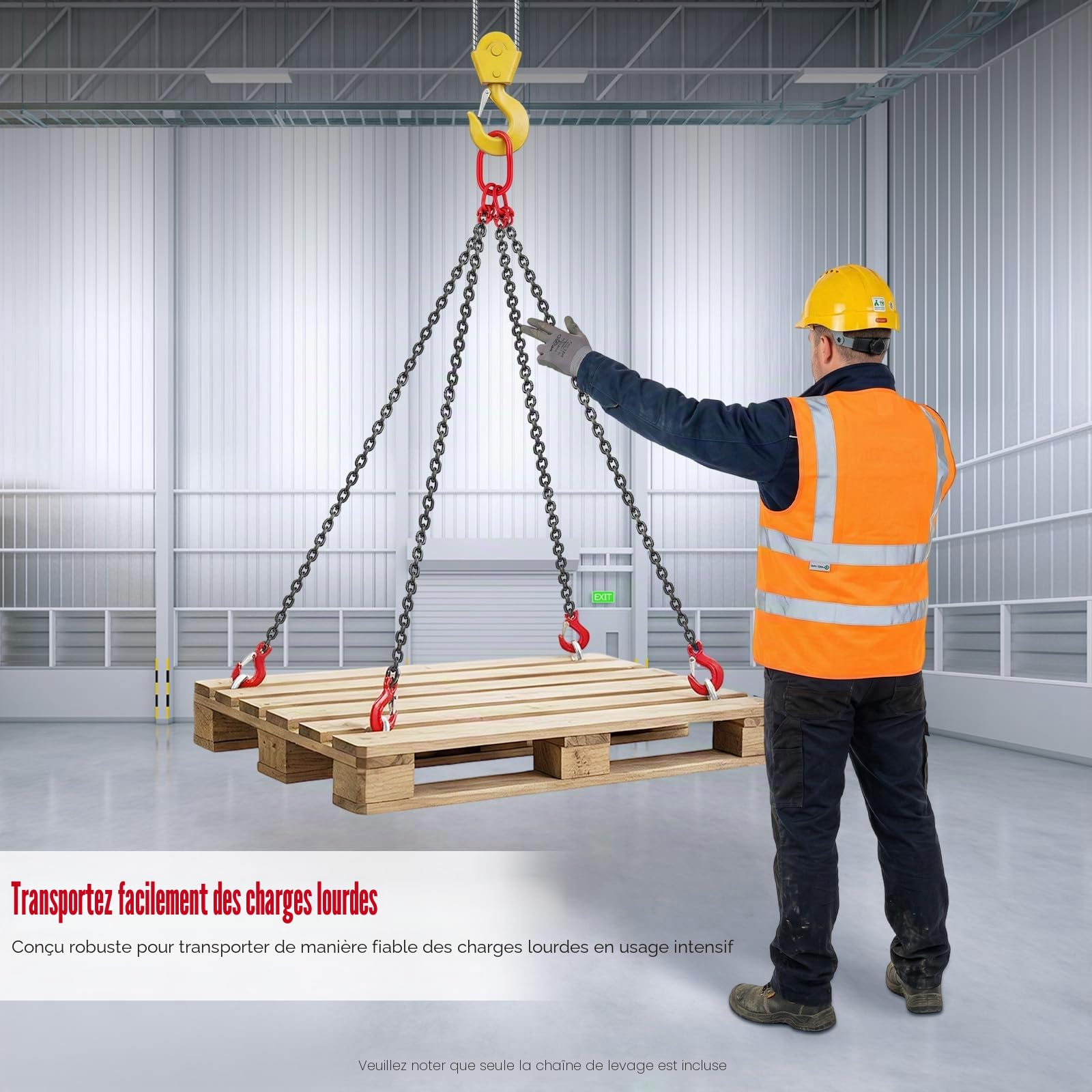 Dispositif de levage, outil en alliage G80, chaîne chaîne d'arrêt 5T, longueur : 1,5 m