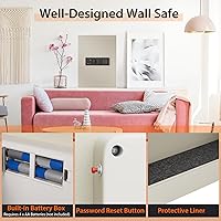 Vista 4 de Giantex Caja de seguridad oculta de pared electrónica, Gabinete de seguridad plano electrónico de pared incorporado (blanco)