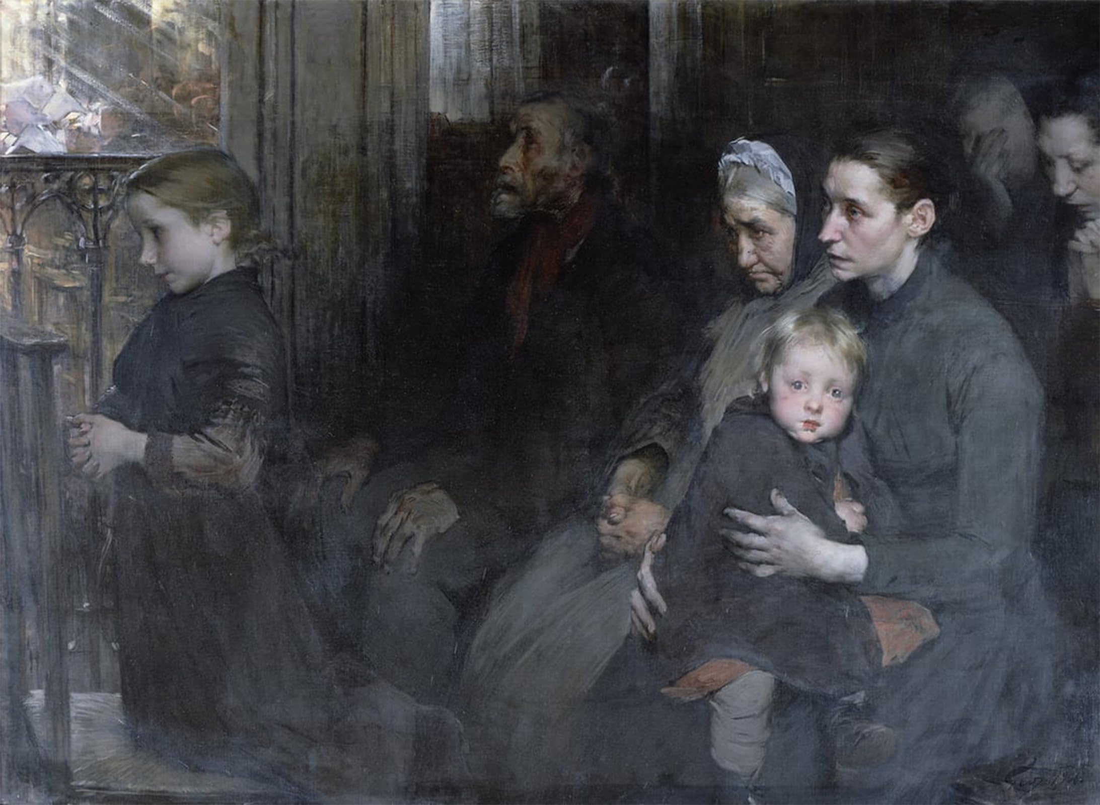 RZHRHJES Famous Painting Poster Art Canvas Print Retro Picture Resigned to Their Lot by Henri Jules Jean Geoffroy Poster Wall Art for Office Decor 60x90cm