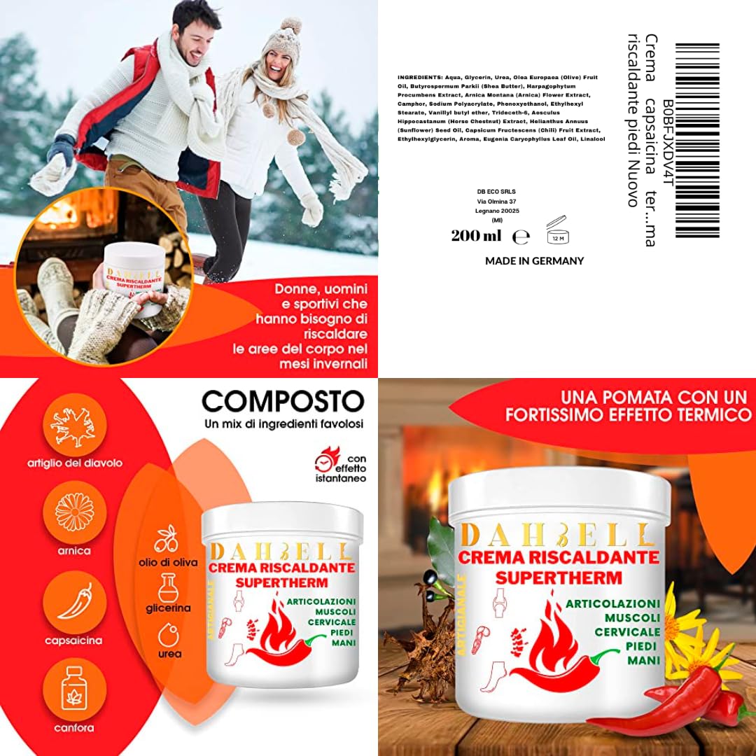 Crema capsaicina termoattiva extra riscaldante con arnica forte artiglio del diavolo e canfora per articolazioni scaldare muscoli collo schiena ottima crema riscaldante piedi