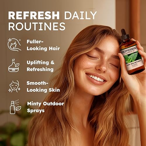 Miniatura 7 de Aceite esencial de orégano para la piel y aceite de menta para el cabello, juego de aceites esenciales 100% naturales de grado aromaterapia, 2 x 4