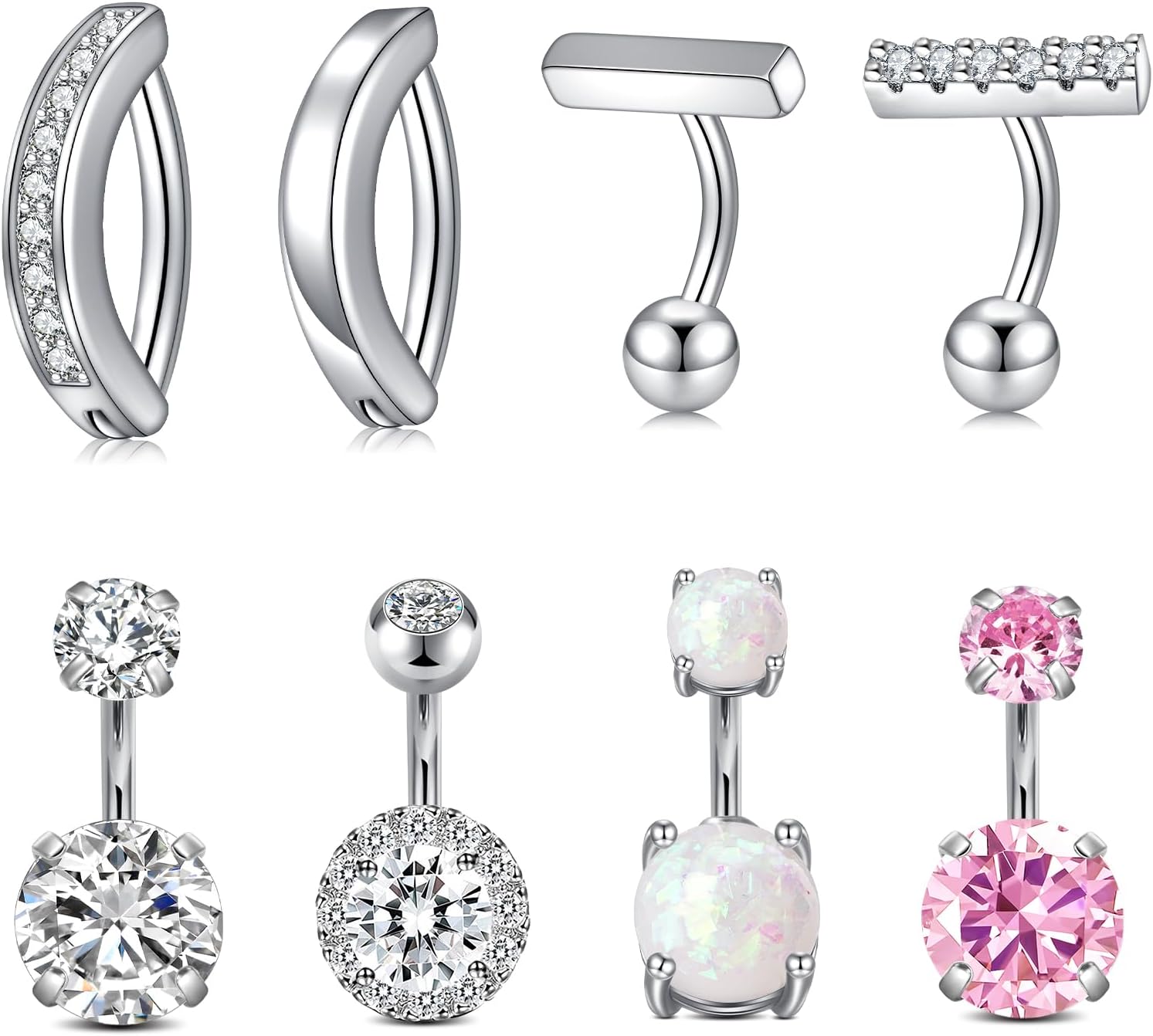 QWALIT Belly Button Ring Belly Rings Surgical Steel Belly Button Rings for Women Belly Button Piercing Stainless Steel Small Short Belly Button Rings Clicker Belly Piercing Silver Gold Navel Rings