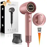 MelodySusie Compact Hair Dryer for Women,120,000RPM 1600W High Speed Fast Drying 3 Heat/Stepless Speed Ionic Blow Dryer for Women,Home