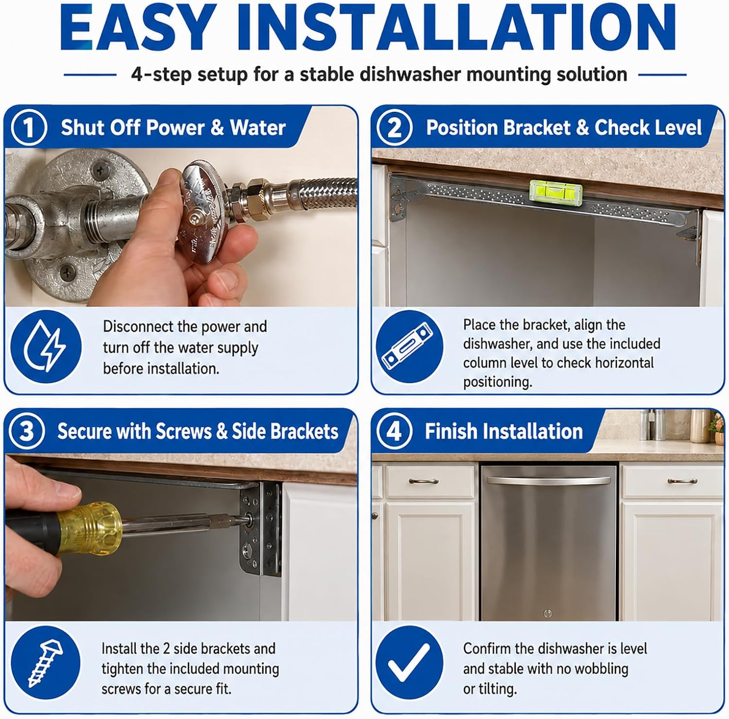 W10426979 24 Inch Dishwasher Mounting Bracket Kit, for Whirlpool Maytag