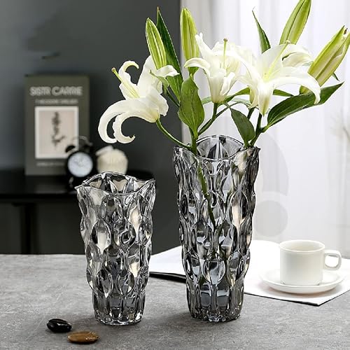 Miniatura 3 de CEMABT Floreros de vidrio irrompibles de 9.5 pulgadas y 3.4 libras para flores, jarrón grueso Morden para mesas de centros de mesa, coloridos,