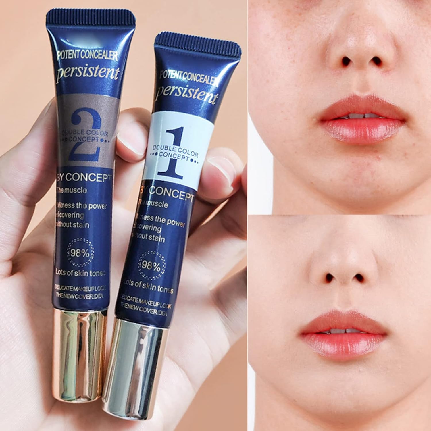 2Pcs Tattoo Concealer Waterproof Sweatproof Ingredients Skin Concealer Multi Purpose Beige Bronze Make Up Concealer for Scars Stretch Bruise Tattoo Marks on Face Body for Men and Women : Beauty & Personal Care