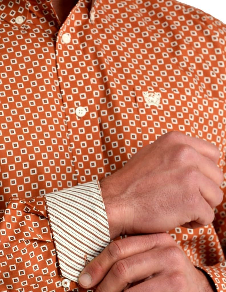 Cinch Men's Square Print Long Sleeve Shirt