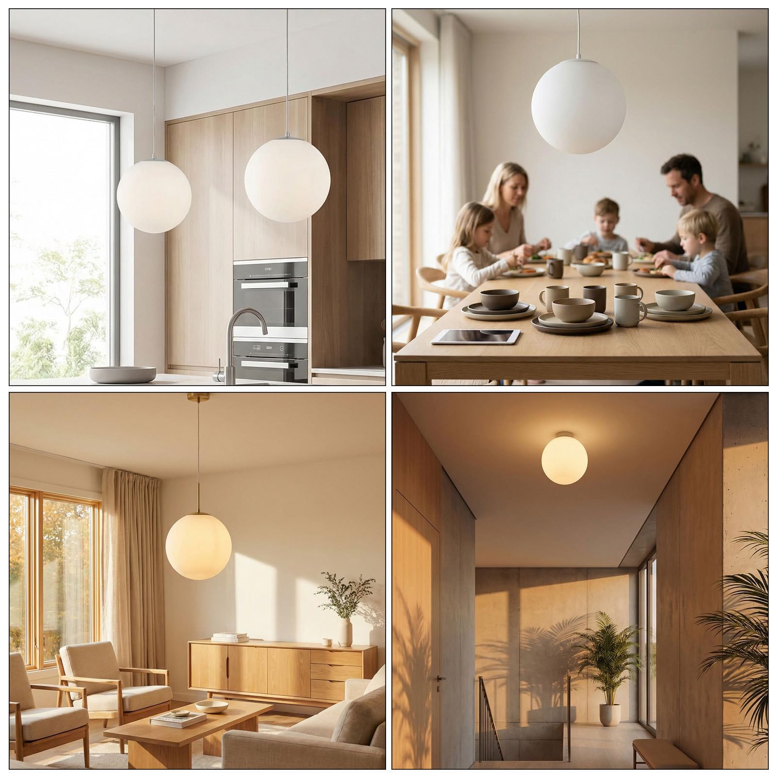 DOITOOL Weißer Glaskugelschirm aus Mattiertem Glas mit 9cm Öffnung Ersatzglas für Lampen Moderner Minimalistischer Lampenschirm für Schlafzimmer und Zeitgenössische Wohnräume