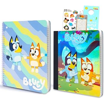 Bluey Spiral Notebook and Comp Book Bundle - 2 Pack, Wide Ruled | Bluey Notebook and Composition Book for Toddler Girls w Stickers, More | Bluey School Supplies Must-Haves for Work, Classroom