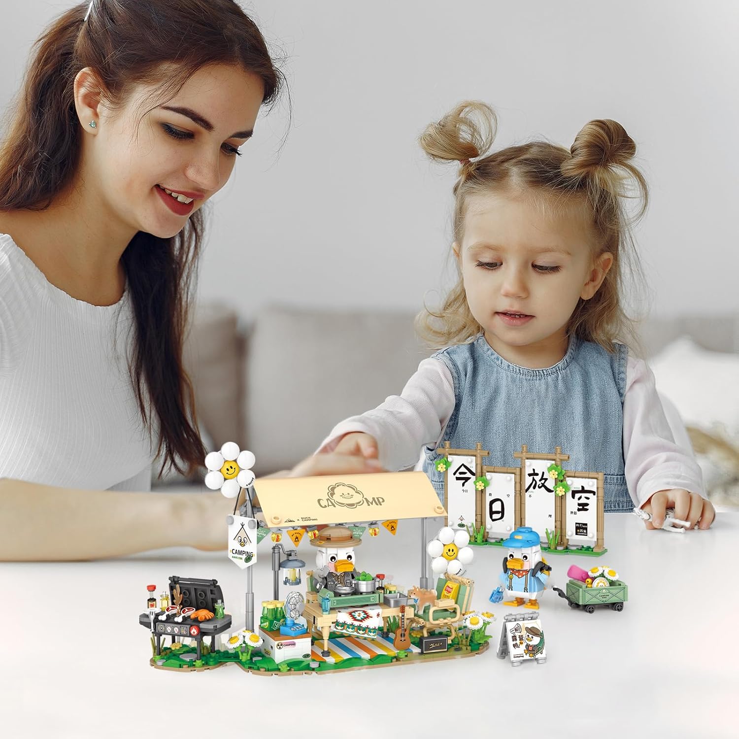 Camping Building Blocks Set,Holiday Camper Collection Particle Construction Building Bricks Toy,Home Decor (Picnic)