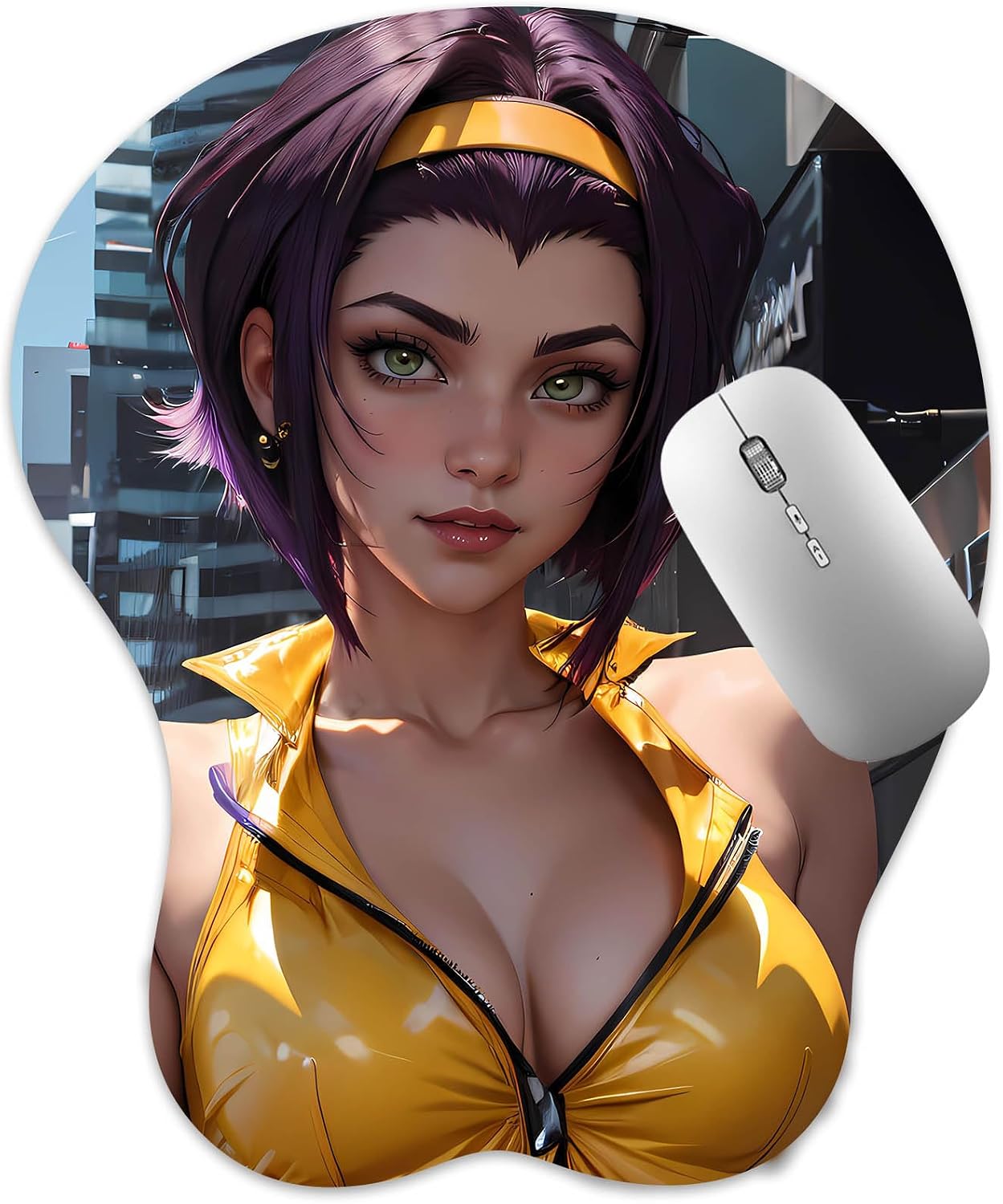 3D Mouse Pad, Oppai Mousepad with Soft Gel Wrist Rest Anime Manga Gaming Boob pad Anti-Slip Mouse Mat, Faye