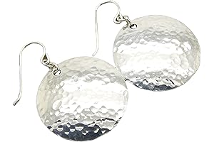 Sterling Silver Hammered Disc Earrings: Celestial Cloud Jewelry with 1-Inch Diameter