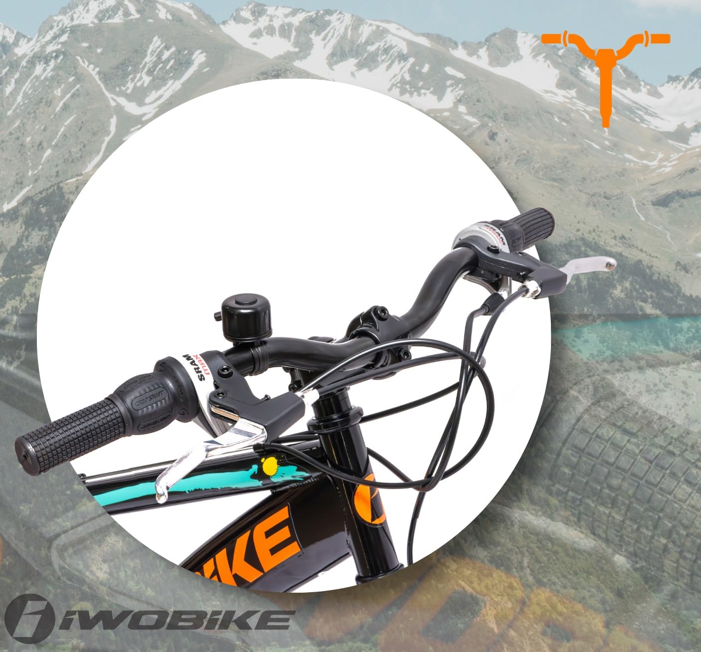 Rower Górski MTB, 26 Cali, Uniseks, 21 Biegów, Rama Stalowa 17,5" | Rower Górski MTB, 26 Cali, Uniseks, 21 Biegów, Rama Stalowa 17,5", Full Amortyzacja, Hamulce Tarczowe, Czarny z Pomarańczowym