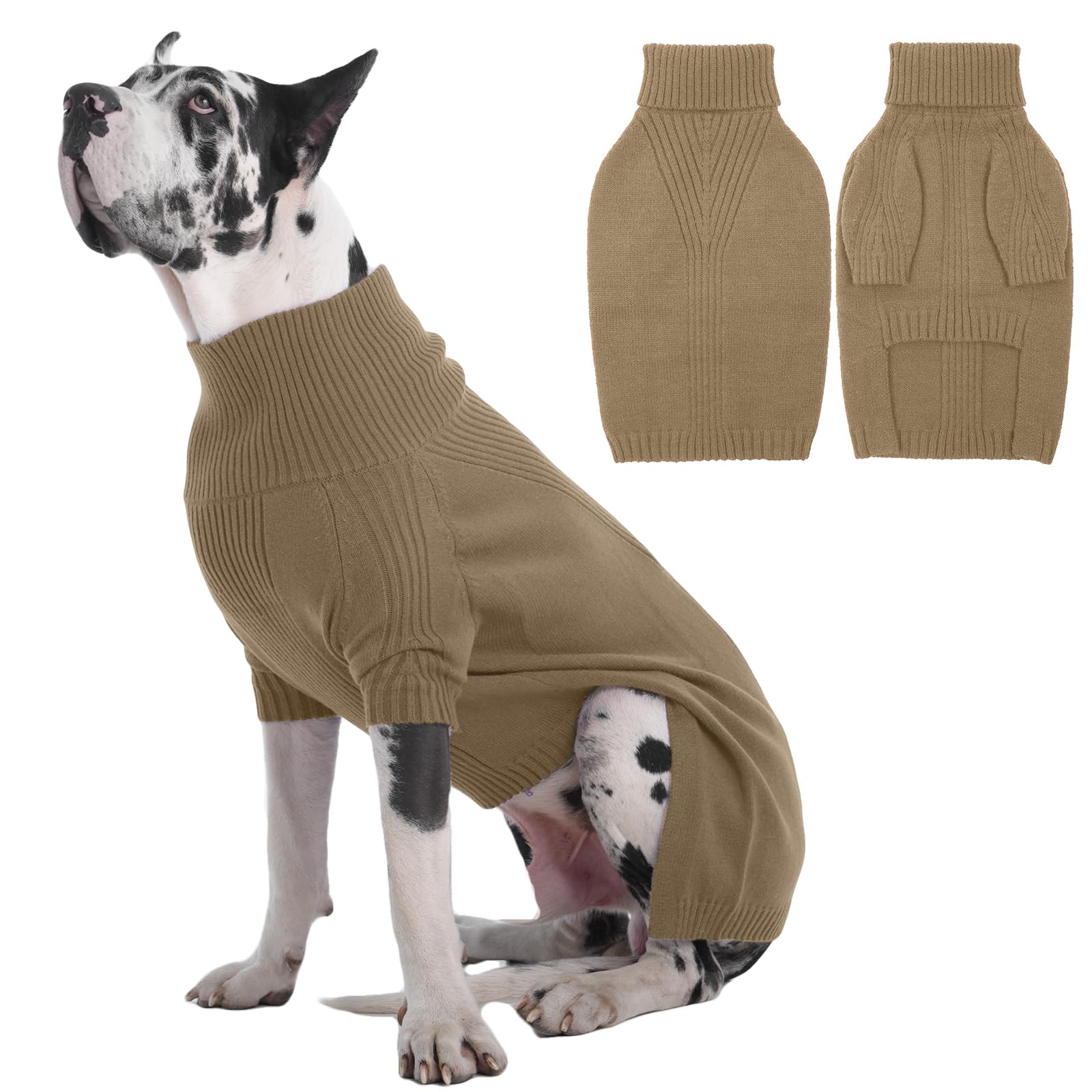 IECOii Great Dane Sweater,5XL Extra Large Sweater for Giant Breed Dogs in Winter,Turtleneck Cold Weather Knit Clothes,Machine Washable,Elastic