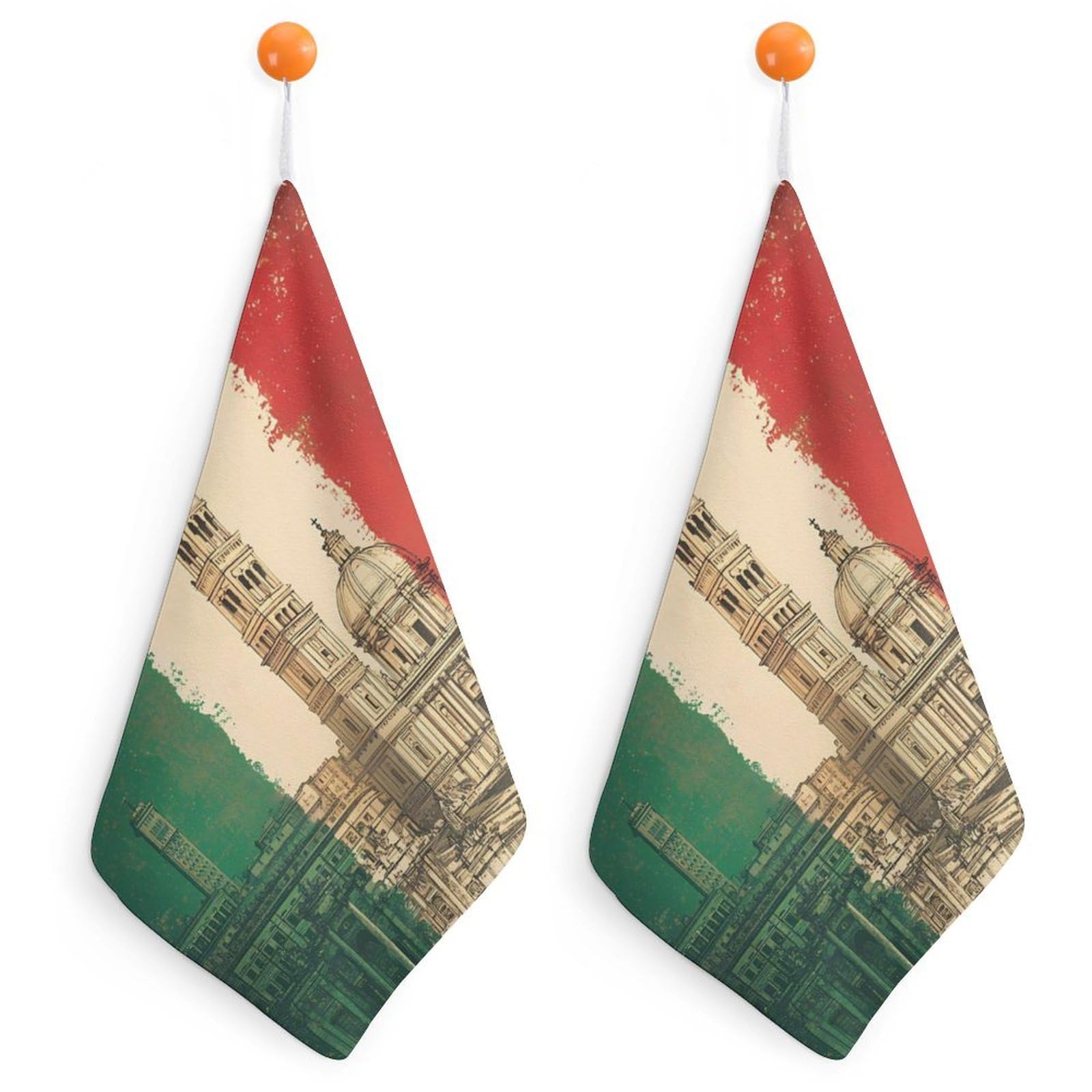 TXFBTRFSA Italian Flag Italy Building Hand Towels with Hanging Loop Kitchen Towel Handkerchiefs Cleaning Cloths